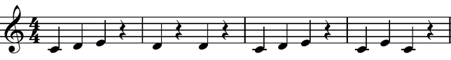 A melody that uses quarter notes and quarter rests