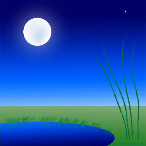 The Moon, the Grass, and a Clear Pool