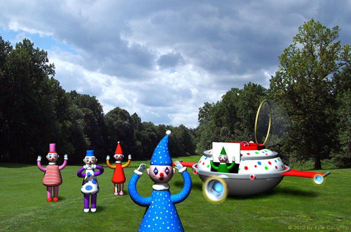 Flopsy finds seven clowns in his trunk